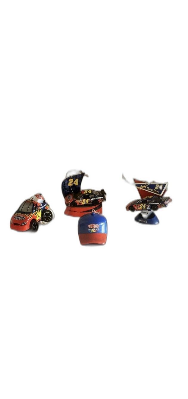 Trevco Nascar Jeff Gordon Number 24 Collectible Christmas Ornaments Lot Of 4